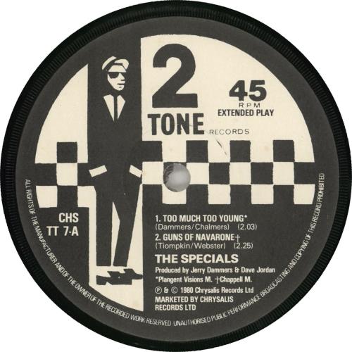 The Specials Too Much Too Young EP - P/S - Paper Label UK 7
